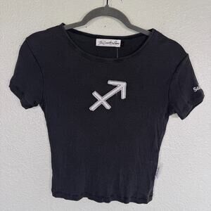 Free People Sagittarius Top Womens Small Horoscope Crop Baby Tee Laundry Room